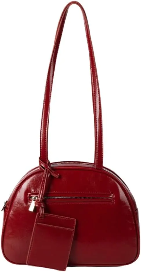 Sophisticated Solid Color Glossy PU Leather Saddles Handbag for Casual and Shopping Small Shoulder Bag Underarm Purse