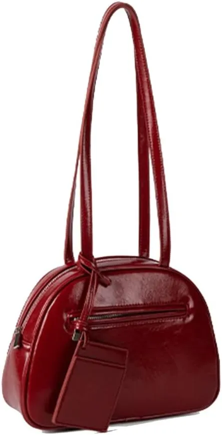 Sophisticated Solid Color Glossy PU Leather Saddles Handbag for Casual and Shopping Small Shoulder Bag Underarm Purse
