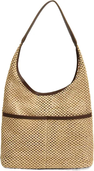 Straw Woven Tote Bag Hobo Beach Bags for Women Handmade Shoulder Bags Stylish and Vintage Hollow Woven Bags Summer