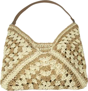 Straw Woven Tote Bag Hobo Beach Bags for Women Handmade Shoulder Bags Stylish and Vintage Hollow Woven Bags Summer