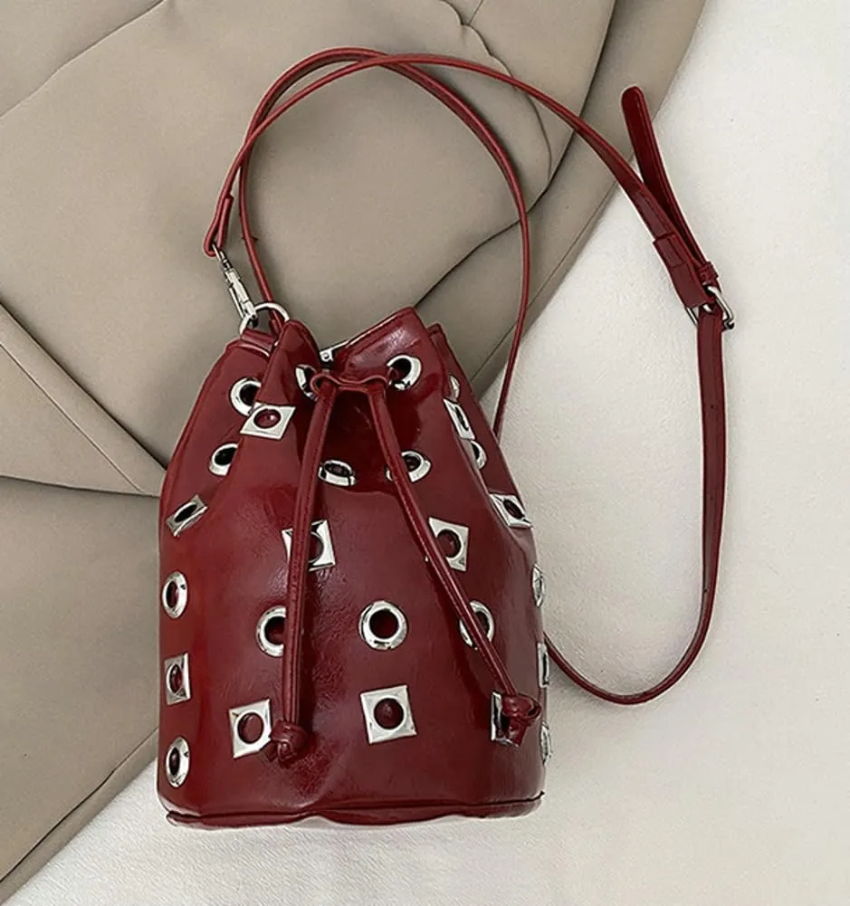 Studded Bucket Bags and Drawstring Crossbody Purse for Women Hobo Bag Y2K Trendy Crossbody Bucket Handbags 2025