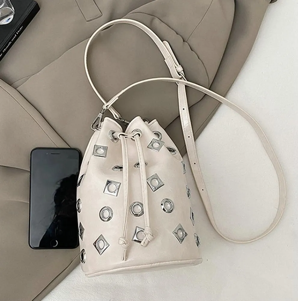 Studded Bucket Bags and Drawstring Crossbody Purse for Women Hobo Bag Y2K Trendy Crossbody Bucket Handbags 2025