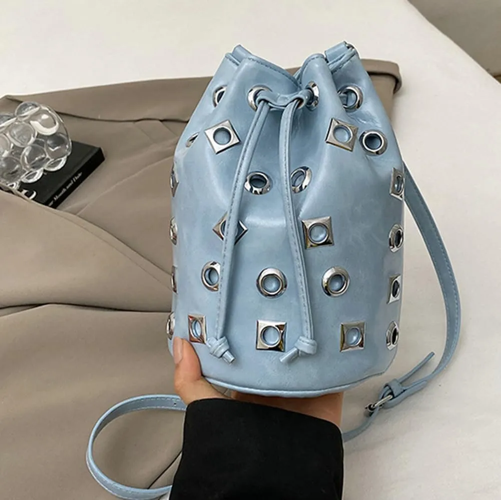Studded Bucket Bags and Drawstring Crossbody Purse for Women Hobo Bag Y2K Trendy Crossbody Bucket Handbags 2025