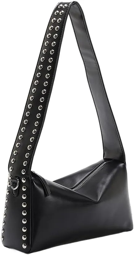 Studded Shoulder Purses for Women Trendy PU Leather Hobo Crossbody Bags Y2K Purse Cute Small Shoulder Bag
