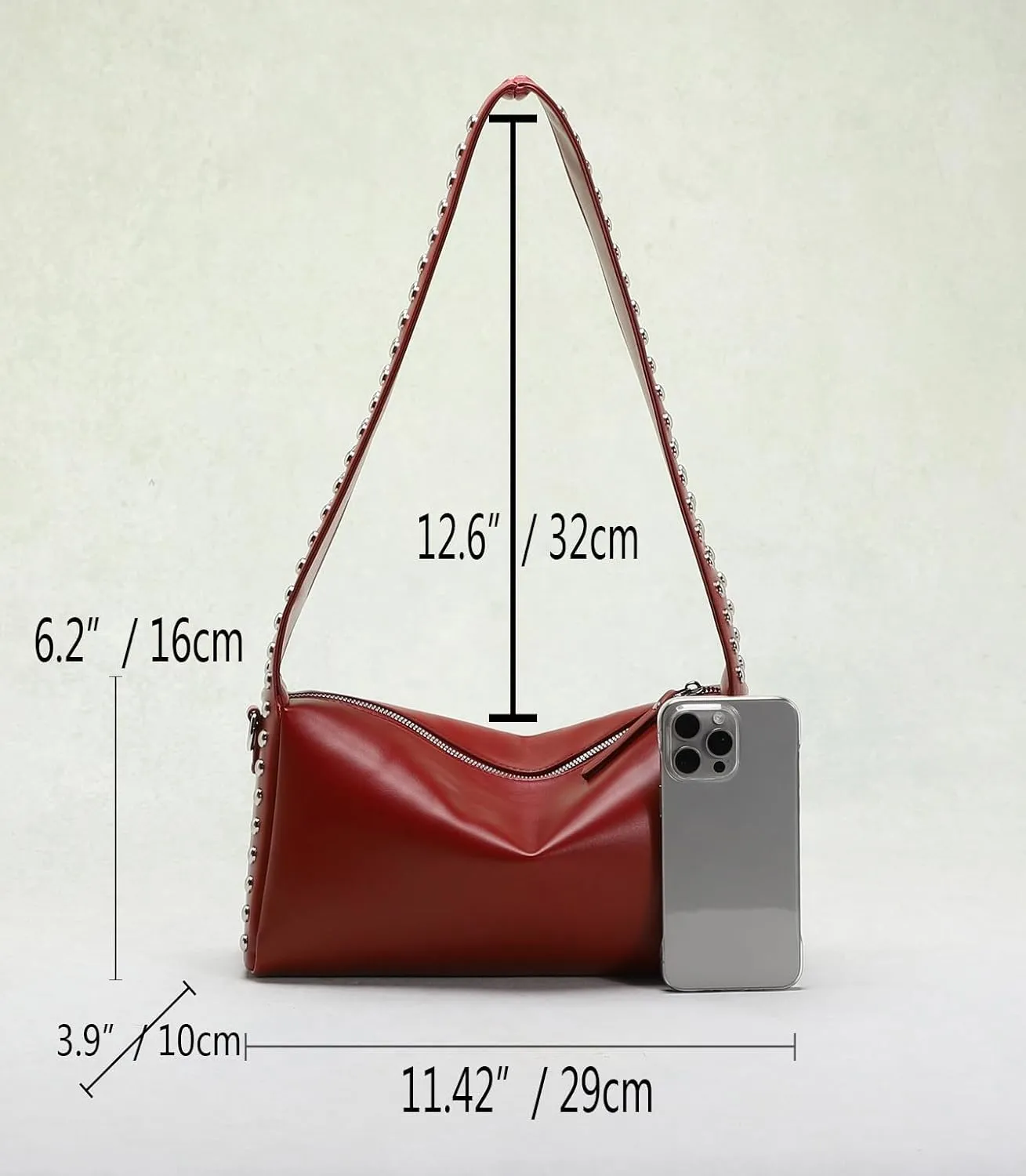 Studded Shoulder Purses for Women Trendy PU Leather Hobo Crossbody Bags Y2K Purse Cute Small Shoulder Bag
