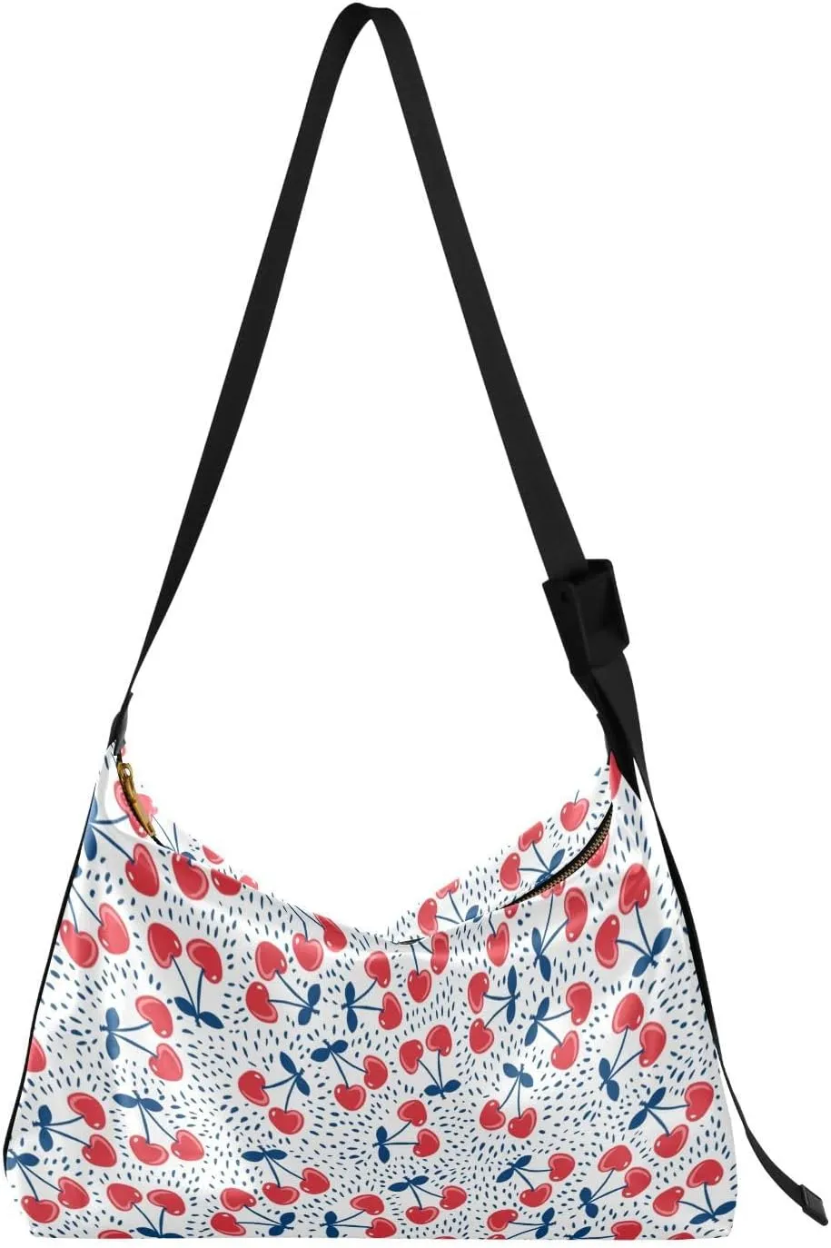Stylish Cherry Hobo Crossbody Bags for Women Leather Large Shoulder Bag Cross Body Trendy Womens Tote Bags Handbag for Travel Shopping