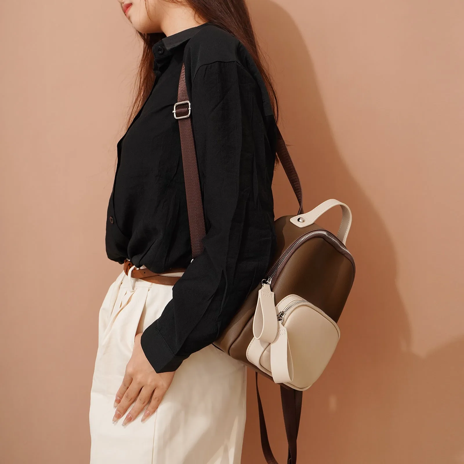 Stylish Minimalist Soft Leather Casual Backpack