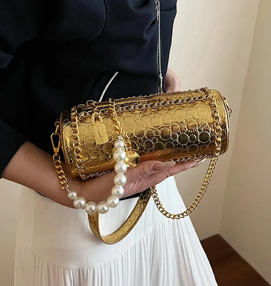 Stylish Shoulder Bags for Women PU Purse Chain Strap Crossbody Bag Evening Handbag Clutch Y2k Satchel