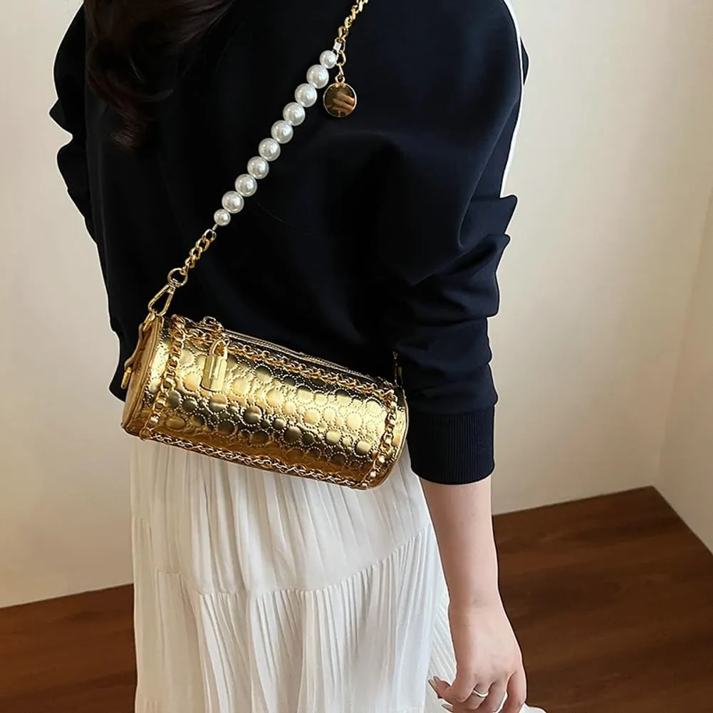 Stylish Shoulder Bags for Women PU Purse Chain Strap Crossbody Bag Evening Handbag Clutch Y2k Satchel