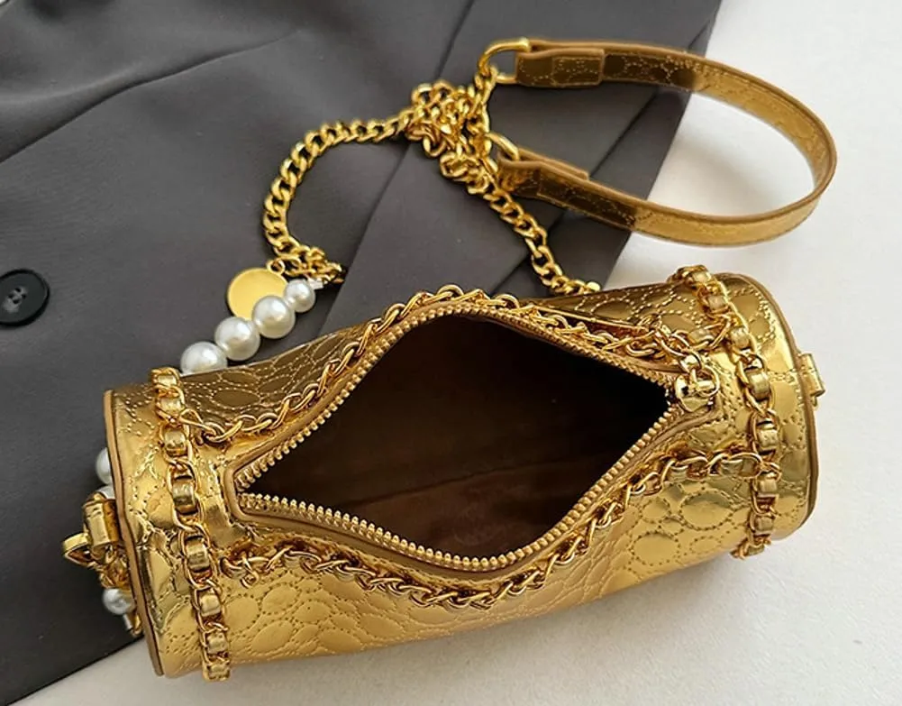 Stylish Shoulder Bags for Women PU Purse Chain Strap Crossbody Bag Evening Handbag Clutch Y2k Satchel