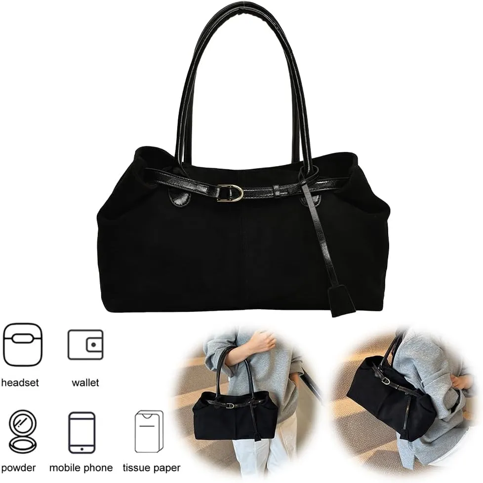 Suede Bag for Women Brown Suede Bag Suede Purse Hobo Slouchy Handbag, 2024 Fall Purses Retro Vintage Handbag