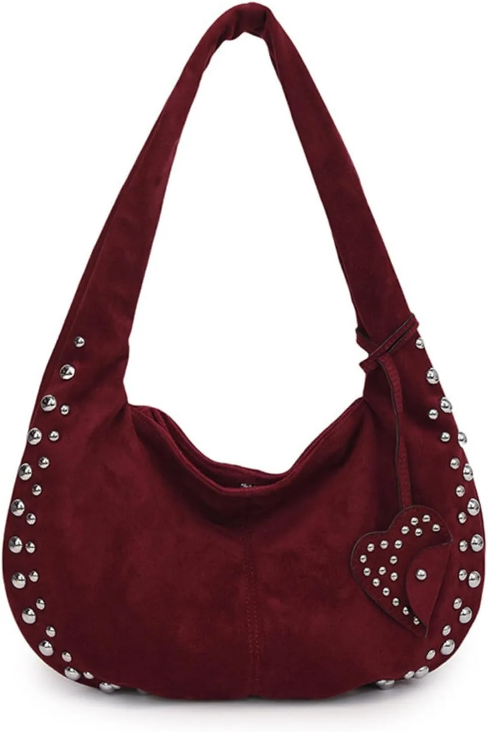 Suede Handbag Studded Purse Y2k Suede Hobo Bag Vegan Leather Shoulder Purse Fall Accessories 2000s Streetwear