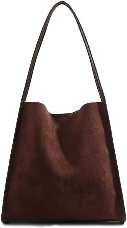 Suede Tote Bags for Women Faux Suede Purse Hobo Bag Bucket Shoulder Purse Handbag