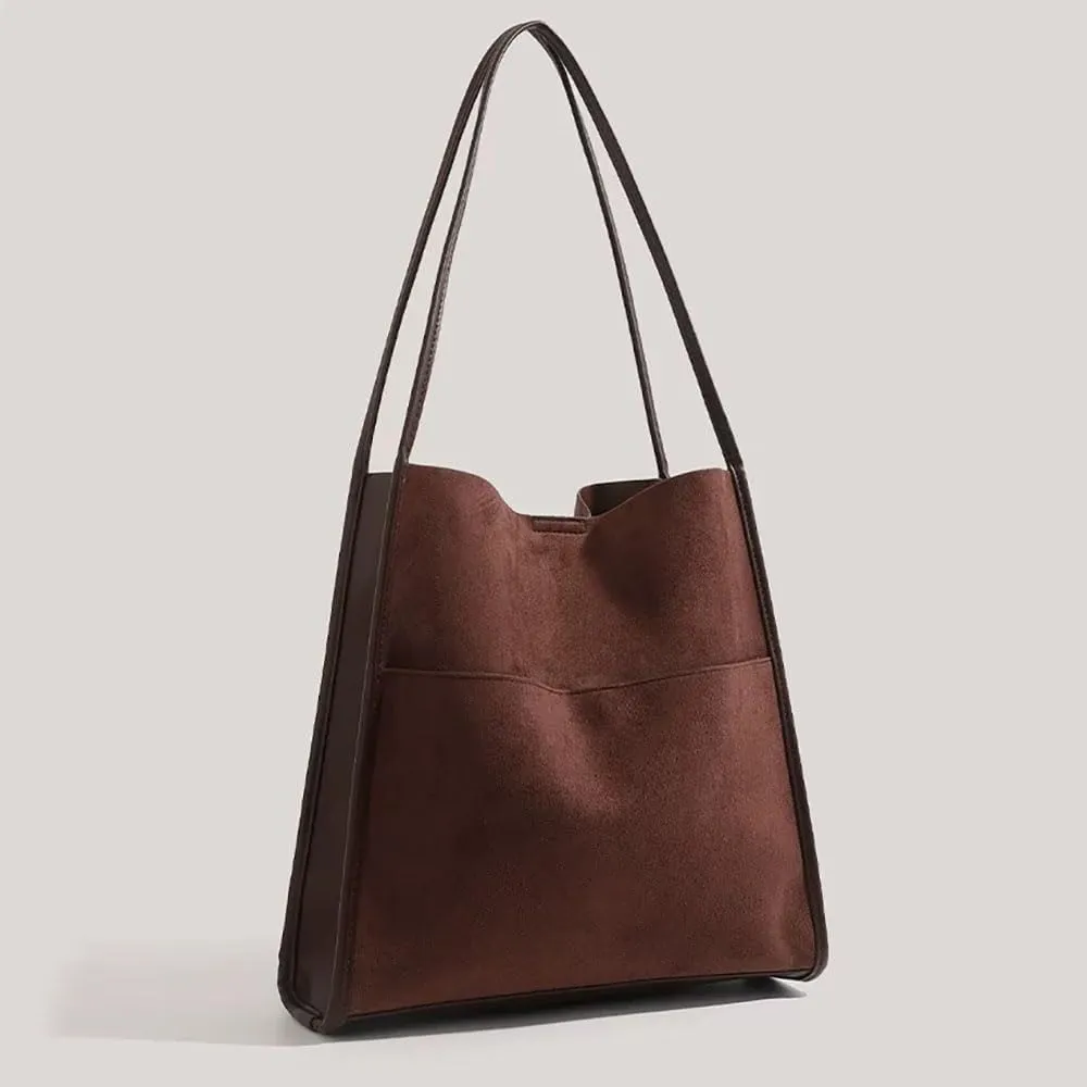 Suede Tote Bags for Women Faux Suede Purse Hobo Bag Bucket Shoulder Purse Handbag