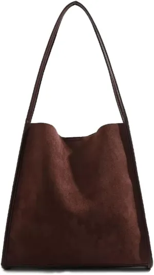 Suede Tote Bags for Women Faux Suede Purse Hobo Bag Bucket Shoulder Purse Handbag