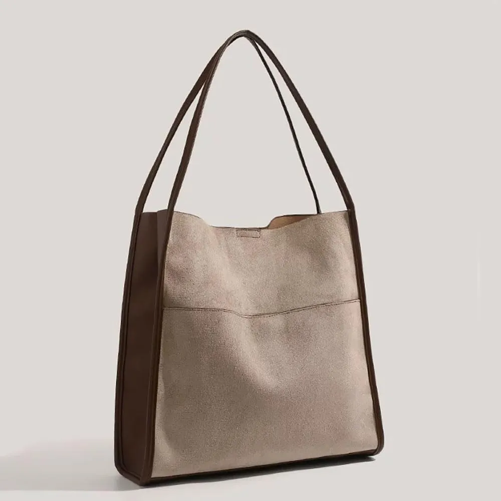 Suede Tote Bags for Women Faux Suede Purse Hobo Bag Bucket Shoulder Purse Handbag