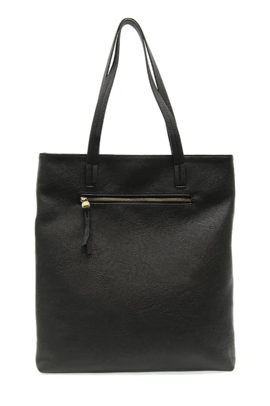Tabitha Front Slip Pocket Magazine Tote [Black-L8248]