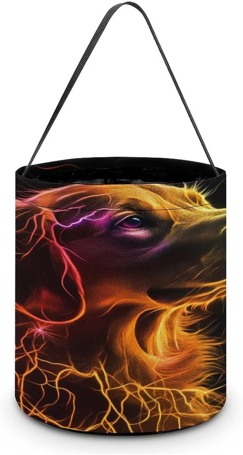Thunder Retriever Dog Print Halloween Candy Bag Candy Tote Bucket Gift Bags Party Supplies for Women Men