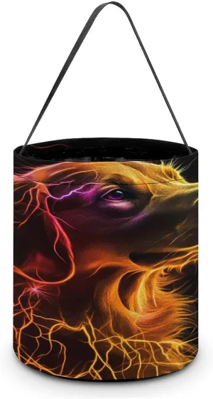 Thunder Retriever Dog Print Halloween Candy Bag Candy Tote Bucket Gift Bags Party Supplies for Women Men