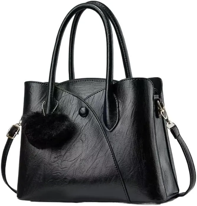 Top-Handle Bags Satchel Leisure Solid Shoulder Bag with Pocket Wristlets Women Stylish Handbag Tote Bag Faux Leather