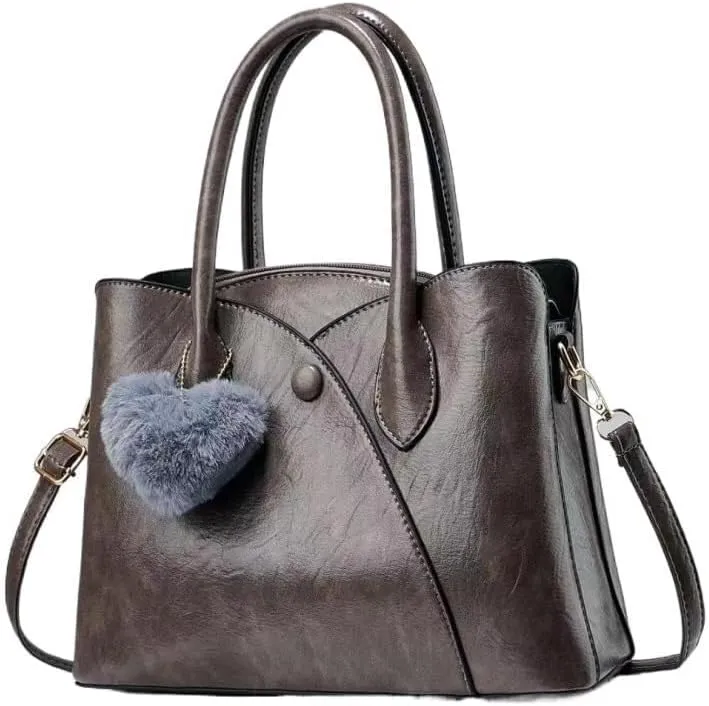 Top-Handle Bags Satchel Leisure Solid Shoulder Bag with Pocket Wristlets Women Stylish Handbag Tote Bag Faux Leather