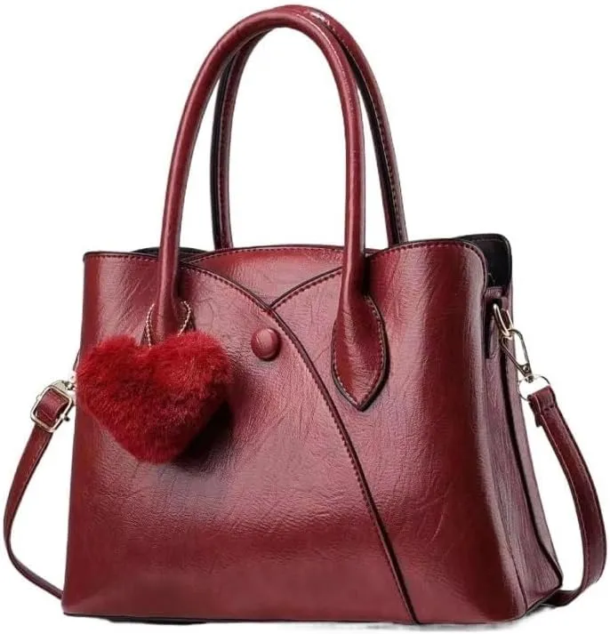 Top-Handle Bags Satchel Leisure Solid Shoulder Bag with Pocket Wristlets Women Stylish Handbag Tote Bag Faux Leather