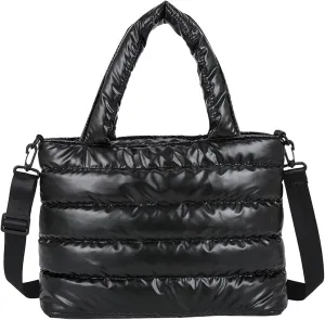 Tote Bag For Women Quilted Handbag Lightweight Winter Down Cotton Padded Shoulder Crossbody Handbags Down Padding Shopping X