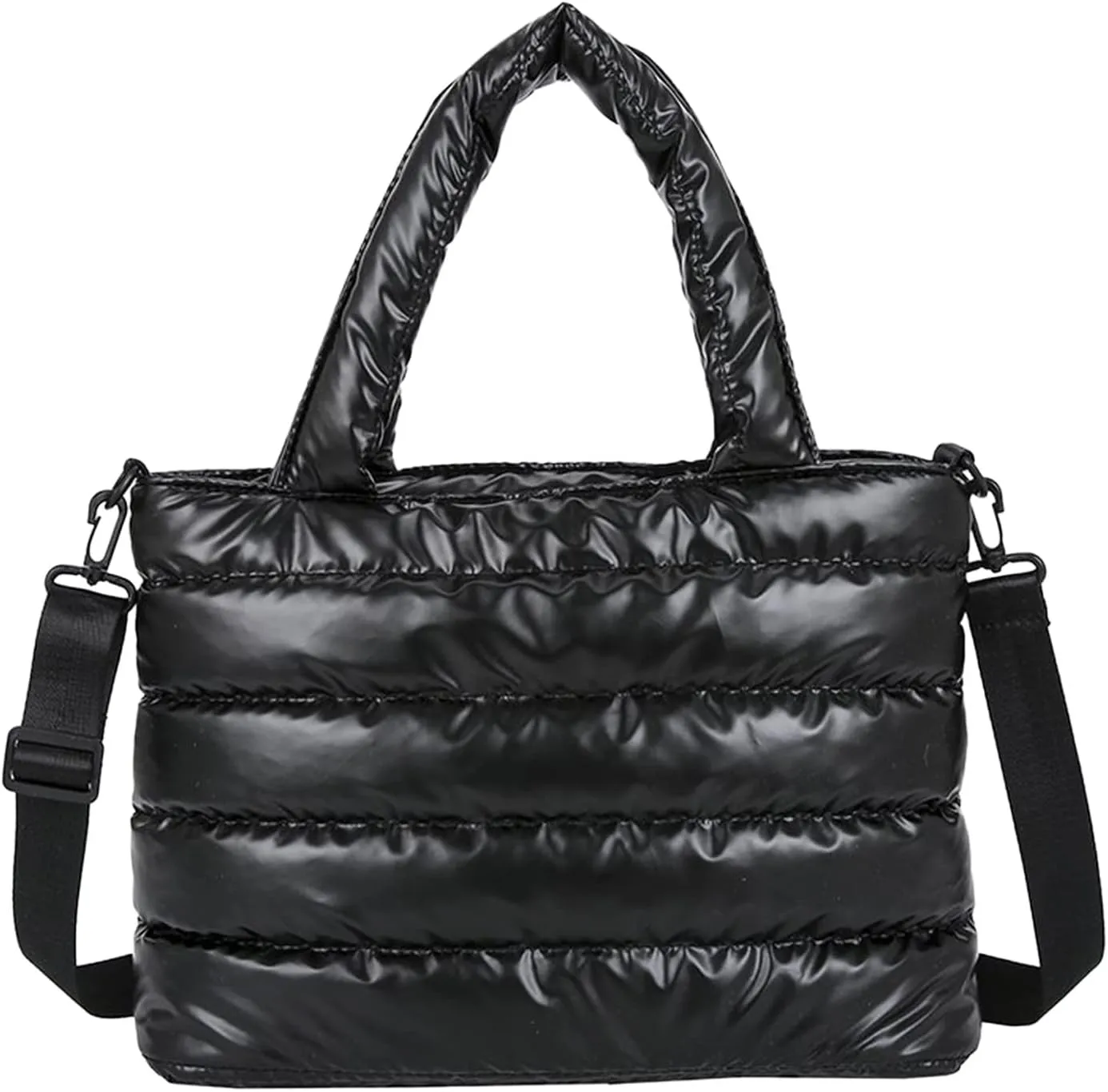 Tote Bag For Women Quilted Handbag Lightweight Winter Down Cotton Padded Shoulder Crossbody Handbags Down Padding Shopping X