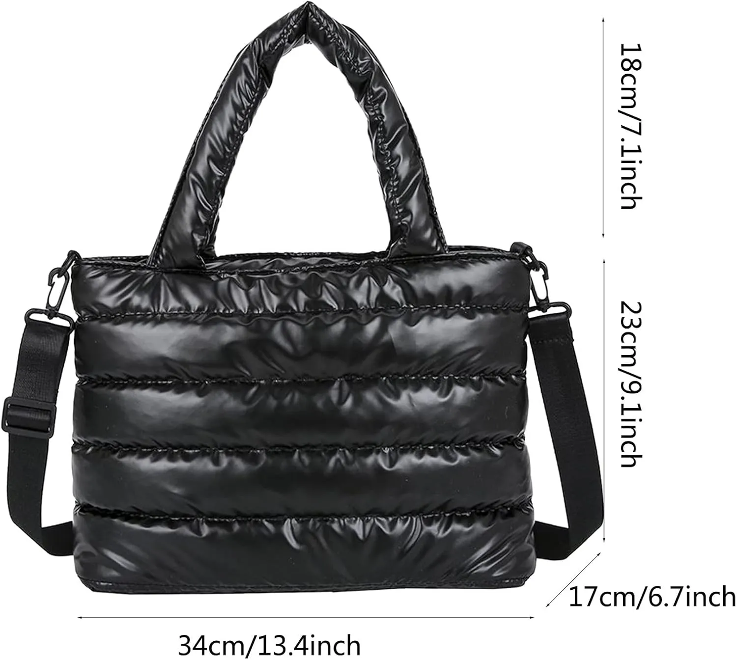 Tote Bag For Women Quilted Handbag Lightweight Winter Down Cotton Padded Shoulder Crossbody Handbags Down Padding Shopping X