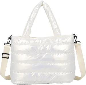 Tote Bag For Women Quilted Handbag Lightweight Winter Down Cotton Padded Shoulder Crossbody Handbags Down Padding Shopping X