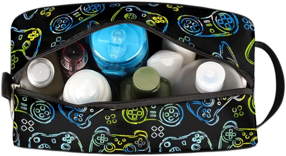 Travel Toiletry Bag for Boys Men, Gamer Gamepad Waterproof Hanging Dopp Kit for Kids, Shaving Bag with Large Capacity for Travel,Sports Shower