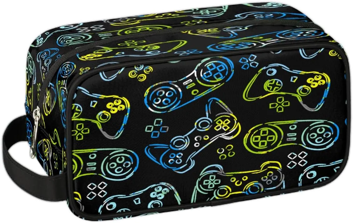 Travel Toiletry Bag for Boys Men, Gamer Gamepad Waterproof Hanging Dopp Kit for Kids, Shaving Bag with Large Capacity for Travel,Sports Shower