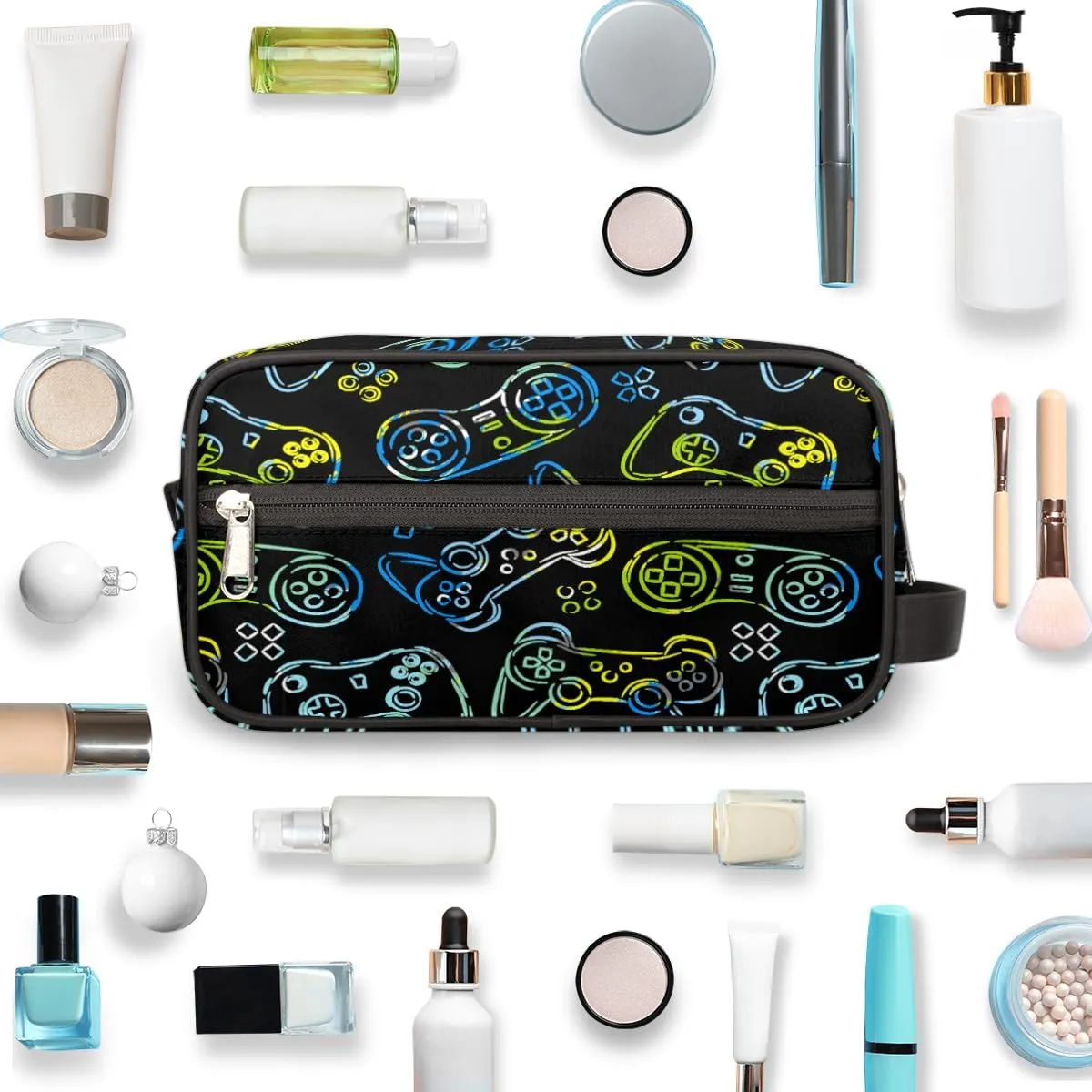 Travel Toiletry Bag for Boys Men, Gamer Gamepad Waterproof Hanging Dopp Kit for Kids, Shaving Bag with Large Capacity for Travel,Sports Shower