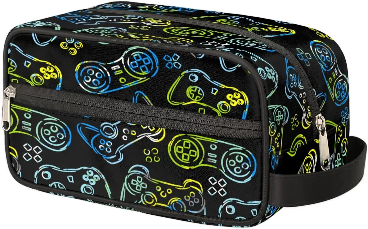 Travel Toiletry Bag for Boys Men, Gamer Gamepad Waterproof Hanging Dopp Kit for Kids, Shaving Bag with Large Capacity for Travel,Sports Shower