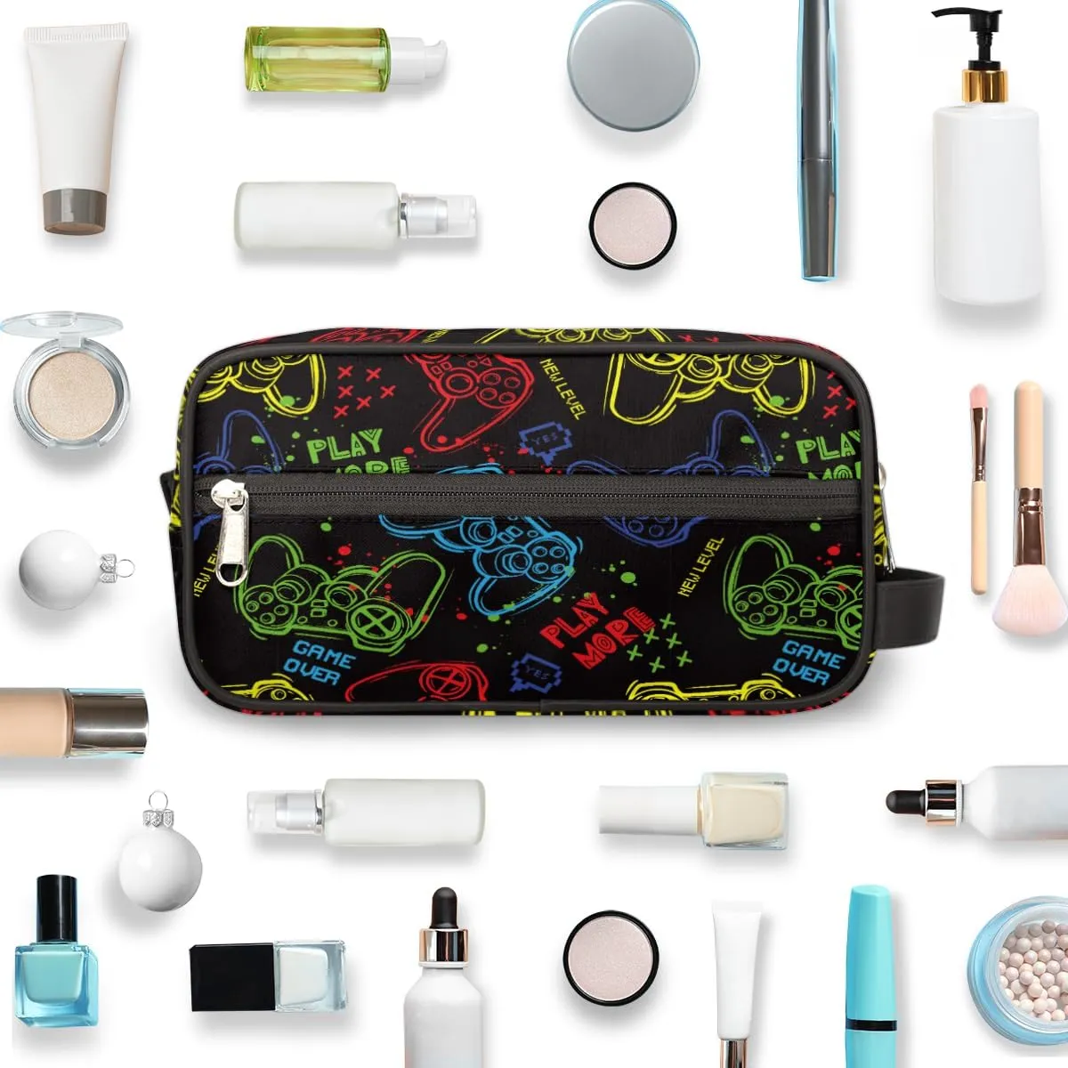 Travel Toiletry Bag for Boys Men, Video Games Waterproof Hanging Dopp Kit for Kids, Shaving Bag with Large Capacity for Travel,Sports Shower