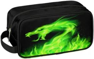 Travel Toiletry Bag for Boys Men, Waterproof Hanging Dopp Kit for Women, Shaving Bag with Large Capacity for Travel,Sports Shower (Fire Dragon Green)