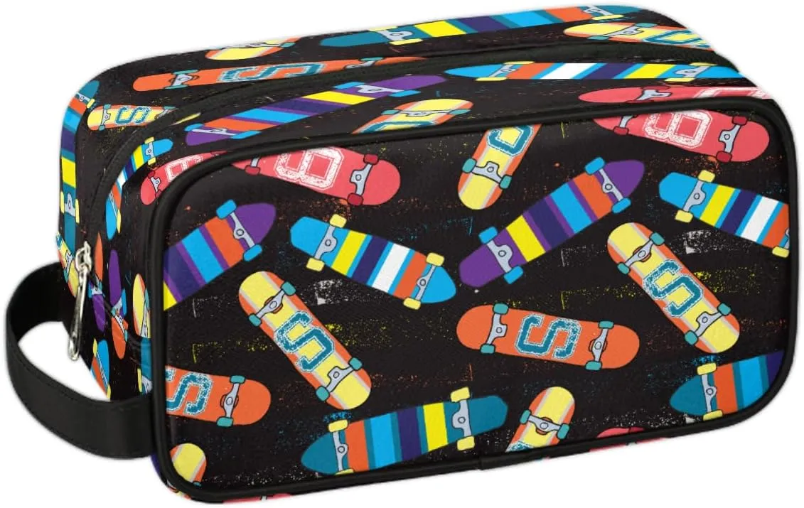 Travel Toiletry Bag for Boys Men, Waterproof Hanging Dopp Kit with Large Capacity for Women, Shaving Bag for Travel,Sports Shower (Skateboarding Sports)