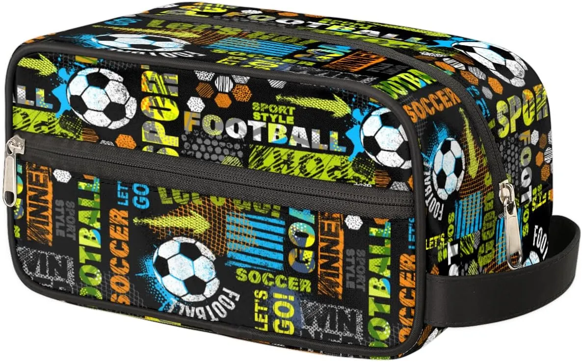 Travel Toiletry Bag for Boys Teens, Waterproof Hanging Dopp Kit for Women Men, Shaving Bag with Large Capacity for Travel,Sports Shower, Soccer Sports