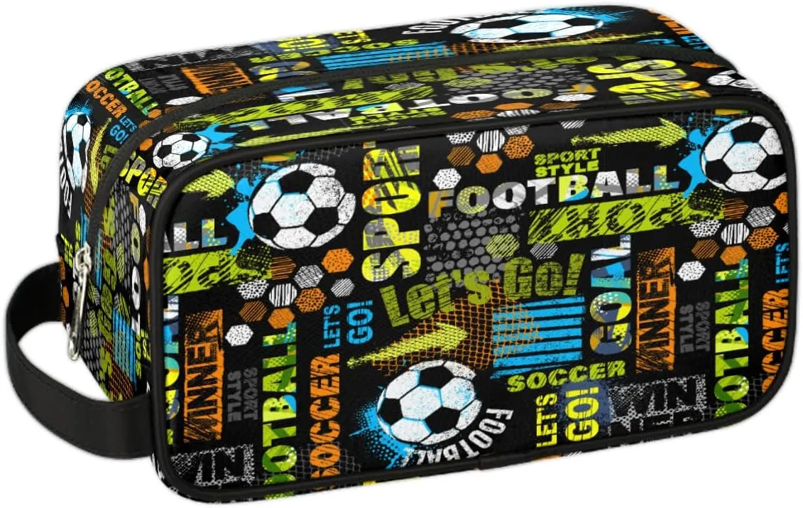 Travel Toiletry Bag for Boys Teens, Waterproof Hanging Dopp Kit for Women Men, Shaving Bag with Large Capacity for Travel,Sports Shower, Soccer Sports