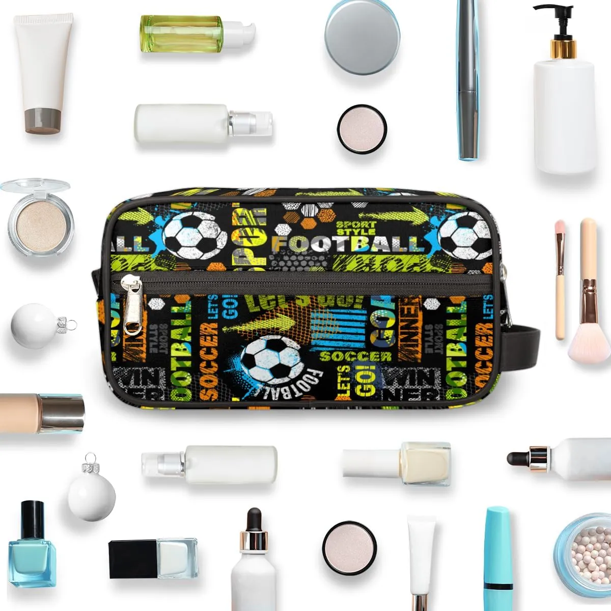 Travel Toiletry Bag for Boys Teens, Waterproof Hanging Dopp Kit for Women Men, Shaving Bag with Large Capacity for Travel,Sports Shower, Soccer Sports
