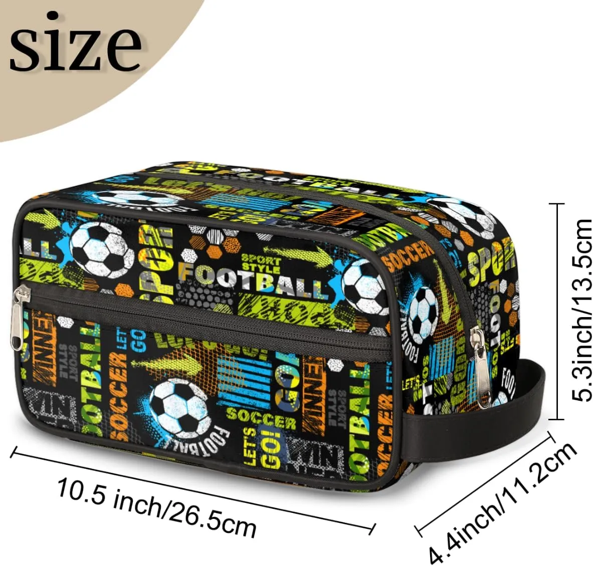 Travel Toiletry Bag for Boys Teens, Waterproof Hanging Dopp Kit for Women Men, Shaving Bag with Large Capacity for Travel,Sports Shower, Soccer Sports