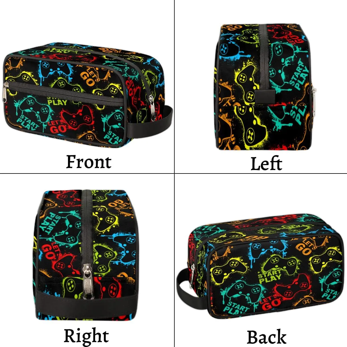Travel Toiletry Bag for Boys, Waterproof Hanging Dopp Kit for Men, Shaving Bag with Large Capacity for Travel,Sports Shower (Gamer Gamepad)