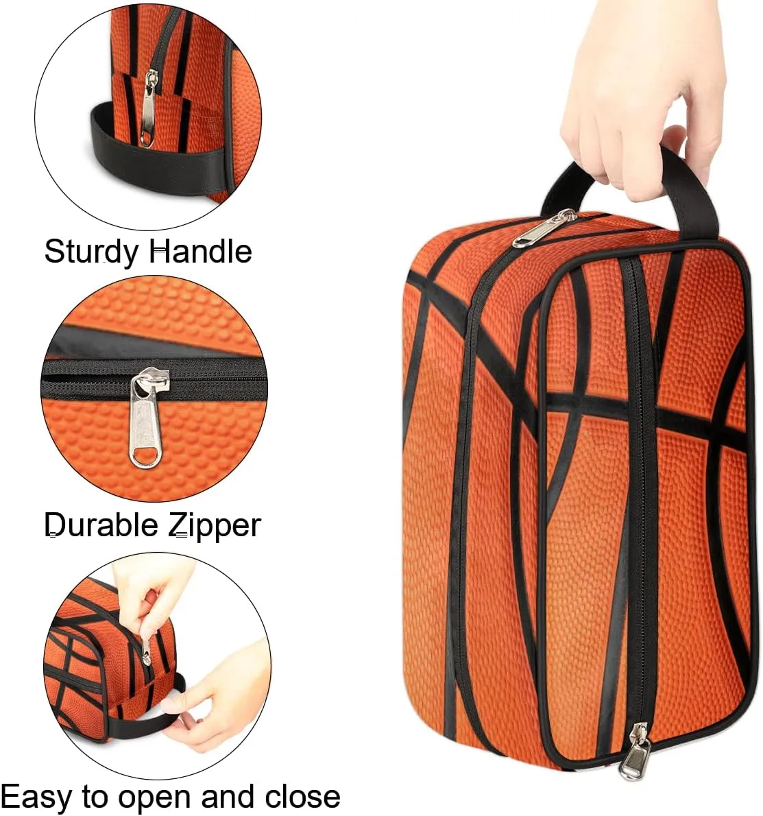Travel Toiletry Bag for Boys, Waterproof Hanging Dopp Kit with Large Capacity for Men, Shaving Bag for Travel,Sports Shower (Basketball)