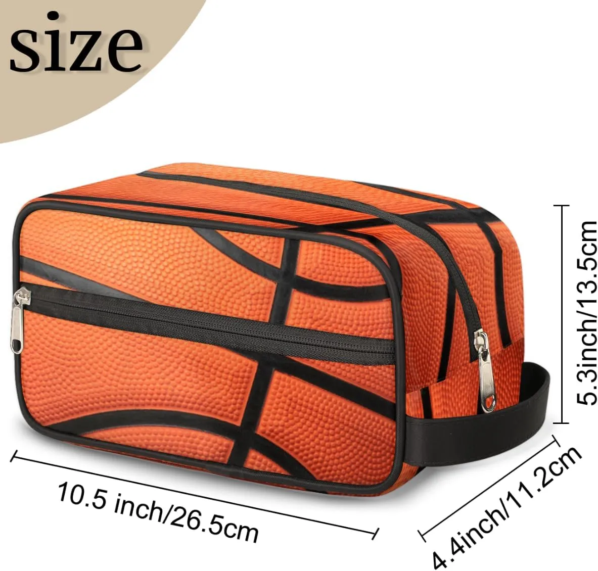 Travel Toiletry Bag for Boys, Waterproof Hanging Dopp Kit with Large Capacity for Men, Shaving Bag for Travel,Sports Shower (Basketball)