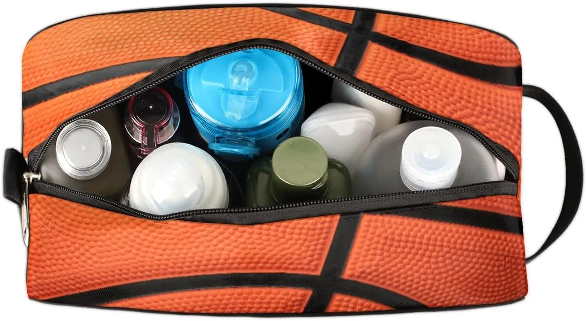 Travel Toiletry Bag for Boys, Waterproof Hanging Dopp Kit with Large Capacity for Men, Shaving Bag for Travel,Sports Shower (Basketball)