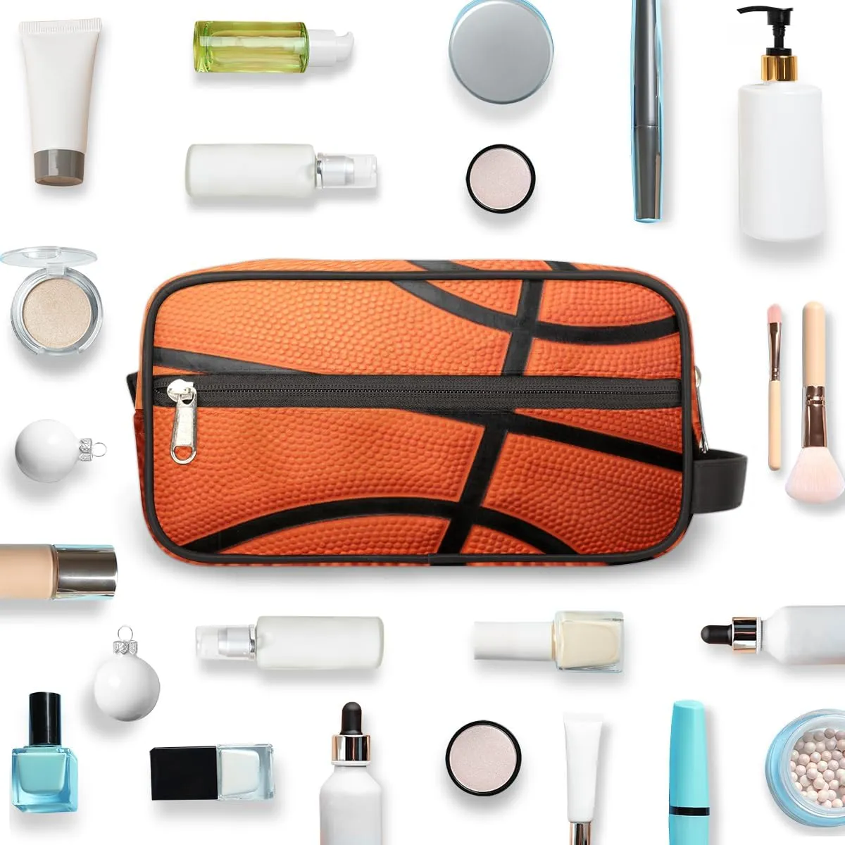 Travel Toiletry Bag for Boys, Waterproof Hanging Dopp Kit with Large Capacity for Men, Shaving Bag for Travel,Sports Shower (Basketball)