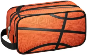 Travel Toiletry Bag for Boys, Waterproof Hanging Dopp Kit with Large Capacity for Men, Shaving Bag for Travel,Sports Shower (Basketball)
