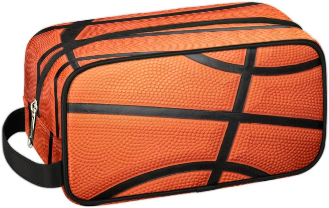 Travel Toiletry Bag for Boys, Waterproof Hanging Dopp Kit with Large Capacity for Men, Shaving Bag for Travel,Sports Shower (Basketball)