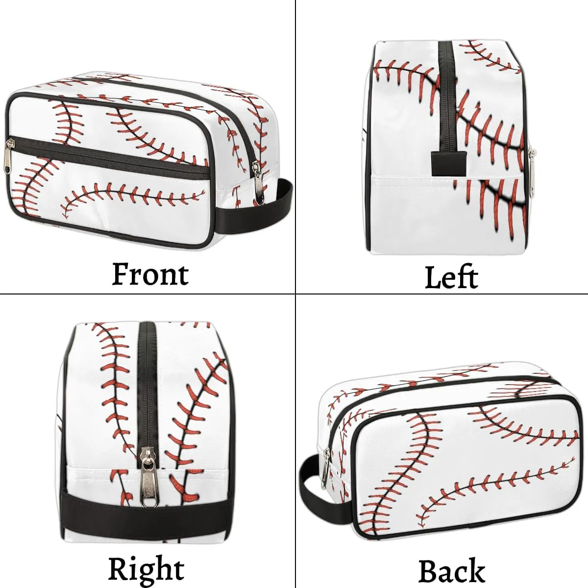 Travel Toiletry Bag for Men Women, Water-resistant Shaving Bag, Foldable Storage Bags with Handle for Toiletries Accessories Cosmetics Brushes Tools (Baseball)