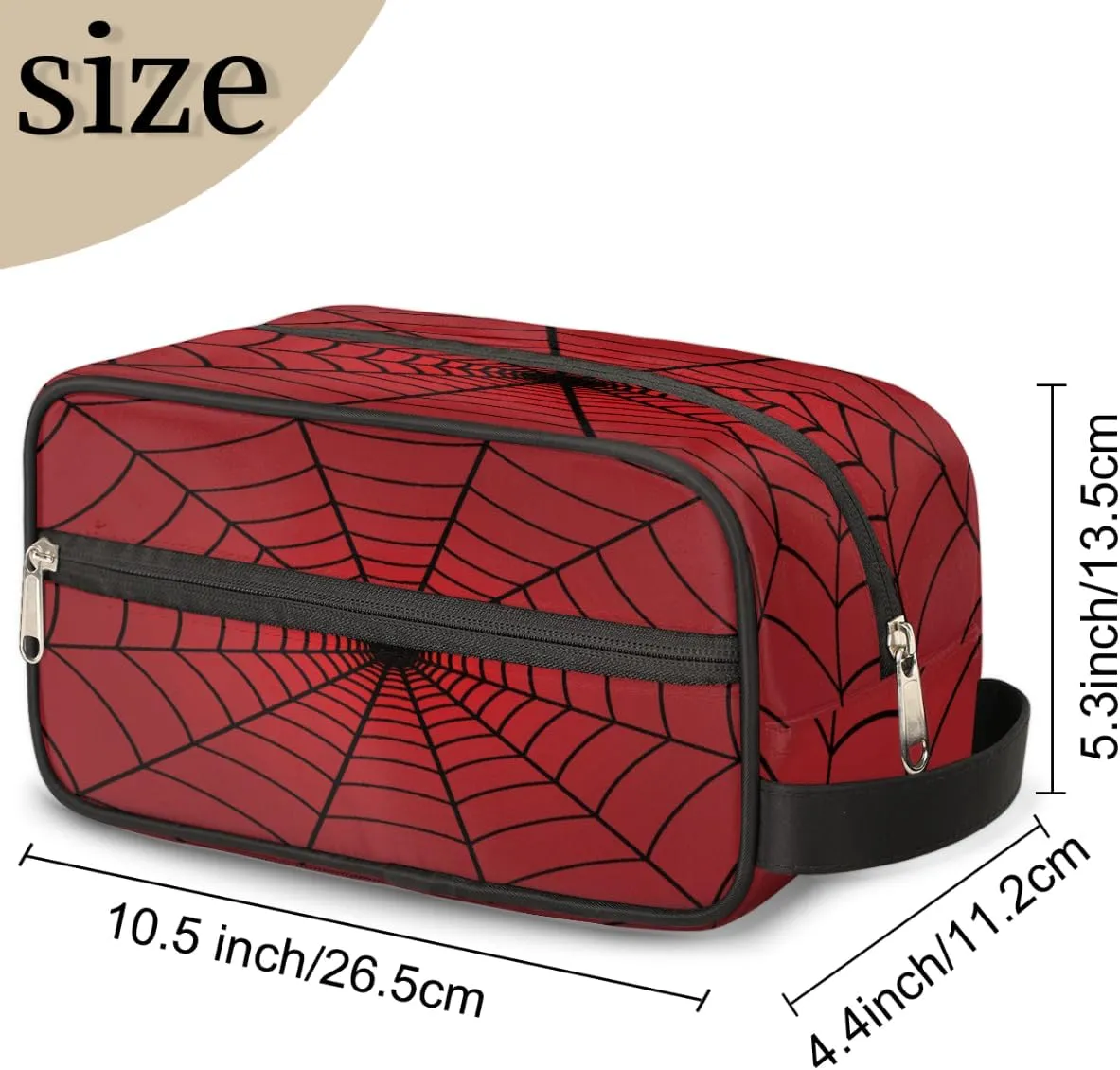 Travel Toiletry Bag for Men Women, Water-resistant Shaving Bag, Foldable Storage Bags with Handle for Toiletries Accessories Cosmetics Brushes Tools (Red Spider Web)